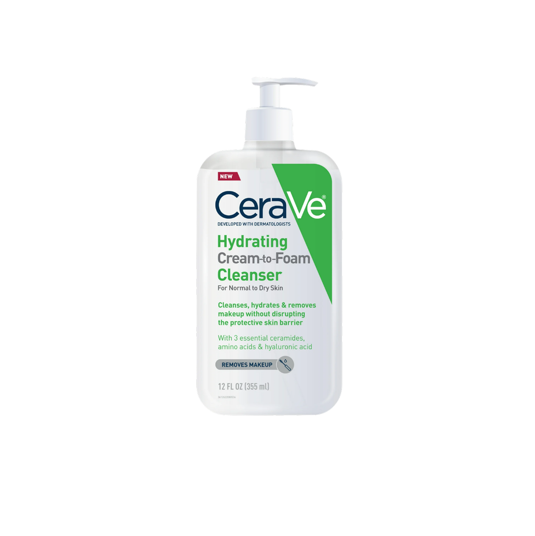 Picture of Cerave Hydrating Cream-to-Foam Cleanser for Normal to Dry Skin 12 Fl (355 ml)